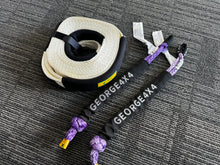 Load image into Gallery viewer, This kit includes:  1pc*Snatch Strap 9m Breaking Strength: 8600kg 2pcs*Soft Shackles, Australian made 10mm*60cm Breaking Strength: 13300kg   Features: Snatch Strap 20% stretching, made of 100% nylon Hand Spliced soft shackles no threading necessary, easy to handle, one-piece construction Scratch resistant, no need to worry about scratching your car Super light weight Rustproof 