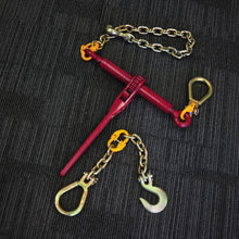 Load image into Gallery viewer, Ratchet Chain Dog Chain Binder (No Hook Fitted) Made of Drop Forged ALLOY STEEL Chain dog, Ratchet Chain Binder/Load Binder, Tie-down Binder. Ratchet Load Binder, rated type by drop forged for transport binding, lashing chain load restraint. Features: Material: Made from drop-forged alloy steel, known for its superior strength and durability. Size Options: Available in two sizes: 7mm diameter, Load Capacity (LC): 3000kg 8mm diameter, Load Capacity (LC): 3800kg Colour: Deep Red