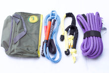 Load image into Gallery viewer, This kit includes 1pc*Kinetic Rope, 100% double braided Nylon 9m Breaking Strength: 7000kg 2pcs*Soft Shackles(with Black Eye), Australian made 60cm Breaking Strength: 13300kg 1pc*Bridle Rope( Equaliser), Australian made 3m*8000kg 1pc*Carry Bag 