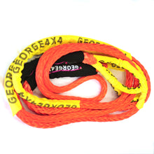 Load image into Gallery viewer, George4x4 GIANT Winch Extension/Tow Rope Description: Tuck bury Pro Splicing UV resistant, waterproof and more durable Very light, can float in water Both ends have a soft loop and protective sleeves Australian-made, Australian tested Static Rope Suitable for sailing, off-road towing Fitted for 4WD electric Winch, Hand Winch, Trailer Winch, Towing etc Features: 30mm, breaking strength 55000kg Visible colour-Tangerine Item # 183055 Standard length available: 10m/20m 