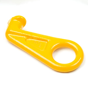 G80 Lifting Eye Container Hook - 45 deg Right Hand, WLL 12.5 Ton Features: Made from G80 alloy steel for durability Designed for lifting containers by connecting to twist lock pockets Safety factor of 4:1 for secure lifting operations Conforms to AS 3776 standards Working Load Limit (WLL) of 12.5 tonnes