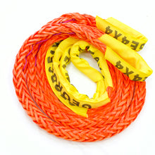 Load image into Gallery viewer, George4x4 Bridle Equaliser Rope UV resistant, waterproof and more durable Very light, can float in water Both ends have protective sleeves and one sliding sleeve on the middle Australian-made, Australian tested Features: 20mm, rated 34000kg Visible colour-orange Standard length available: 5m/6m/7m/10m Custom length acceptable! 